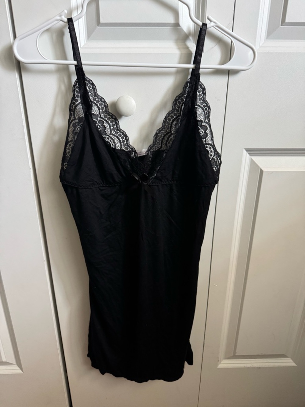Black Lace Trim Slip Dress